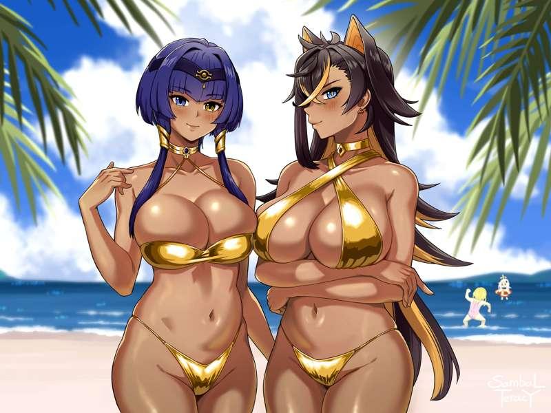  Golden Bikini Dehya and Candace