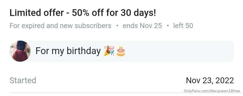 50% off for my birthday today 🎉
https://onlyfans.com/lilacqu..
