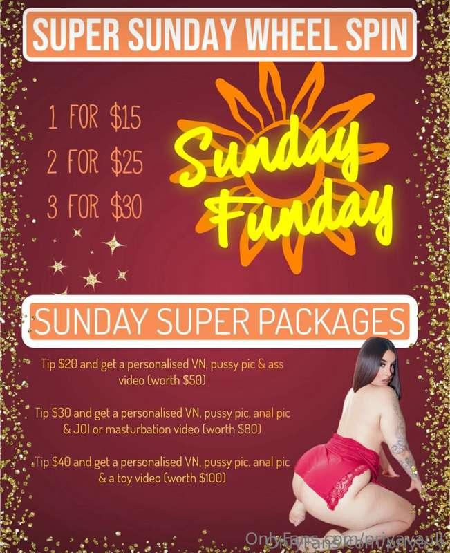 🚨 SUPER SUNDAY 🚨 on @priya_yWheel Spin & FILTHY Packages for..