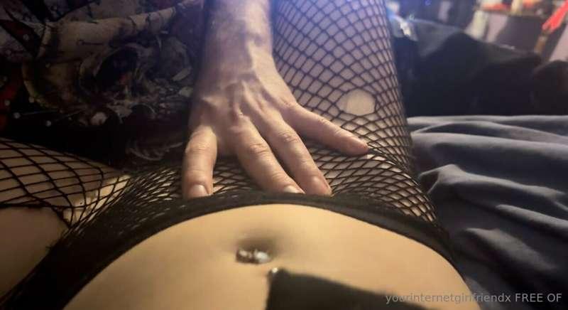 Right now he is fingering me whilst I am wearing my fishnets..