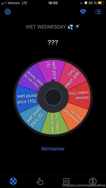 happy wet wednesday! it's time for another spin the wheel ga..