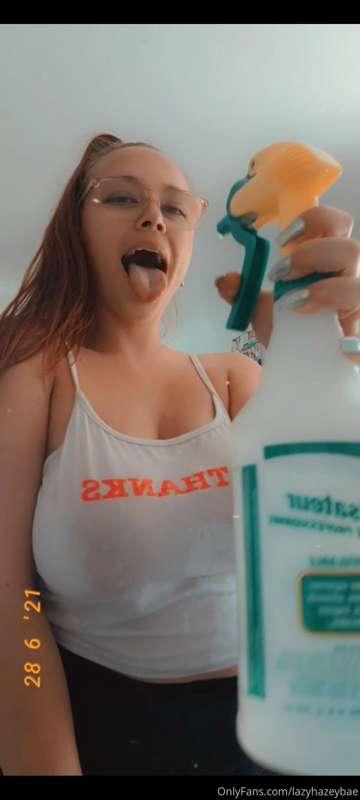 Dm me for videos of me spraying my titties and spitting on t..