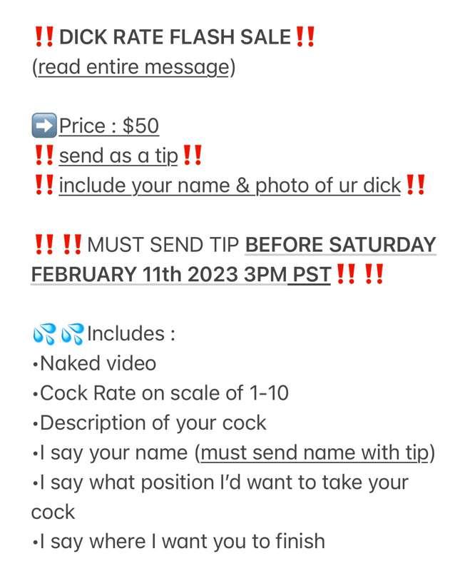 EXTENDED DICK RATE FLASH SALE ends SATURDAY FEBRUARY 11th 20..
