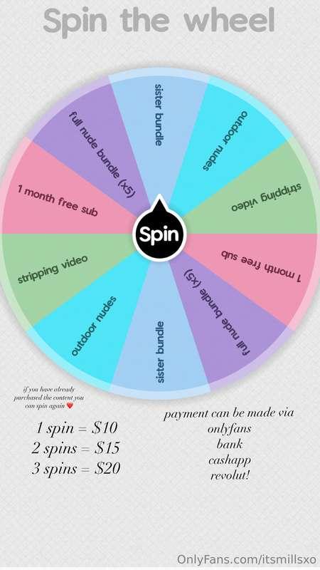 new spin the wheel! 😍  dm me for any questions…. let’s play ..
