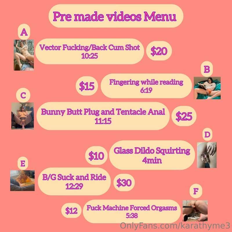 Trying something new :) 
Pre made video menu! 
Comment the l..