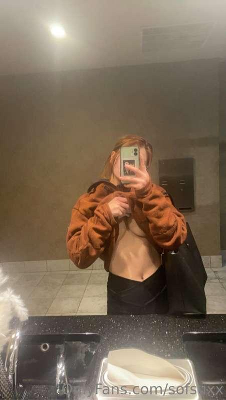 Nudes at work😅 lol I’m bloated bc I’m on my peroid. It’s bee..