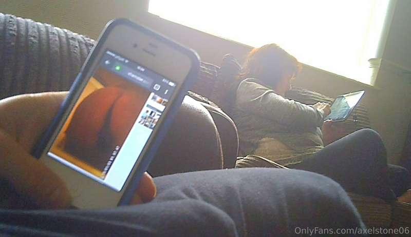 Classic pic me looking mill ass on my phone while she sat th..