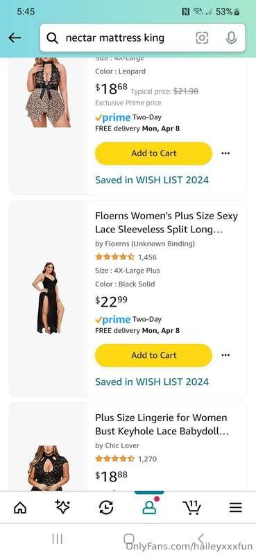 I just added some sexy lingerie on my Amazon Wishlist. I'm r..