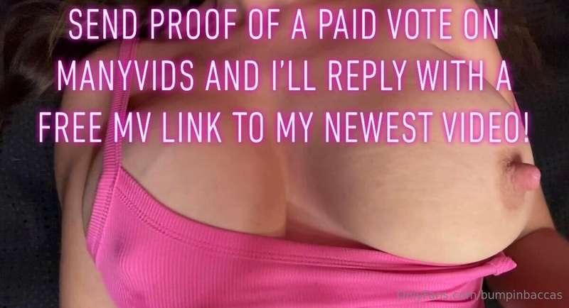 Voting starts soon! Send me a screenshot of your paid vote o..