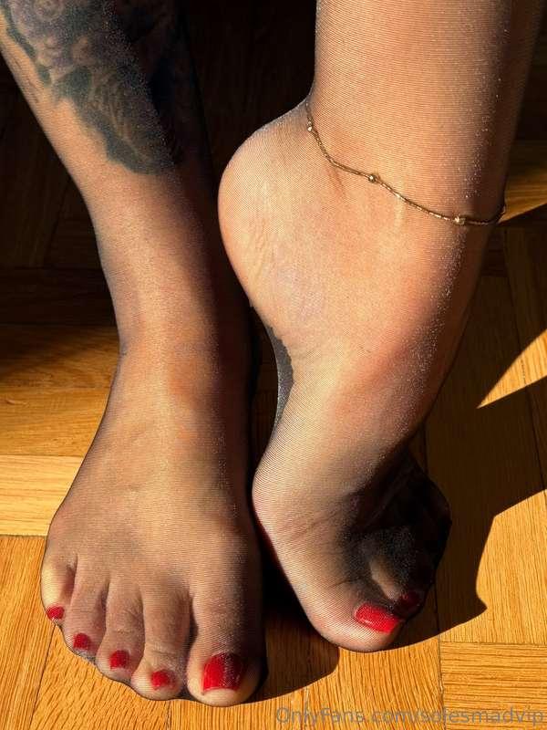 Black sheer nylons and red pedi, is anything sexier?