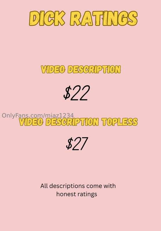 Hey everyone, 

My custom dick 🍆 rating prices have changed!..