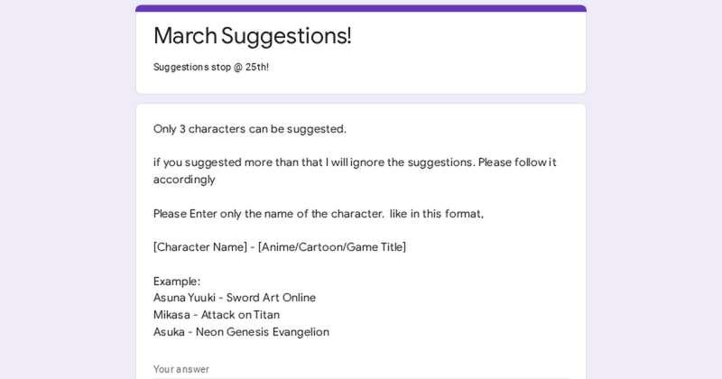 March Suggestions!!