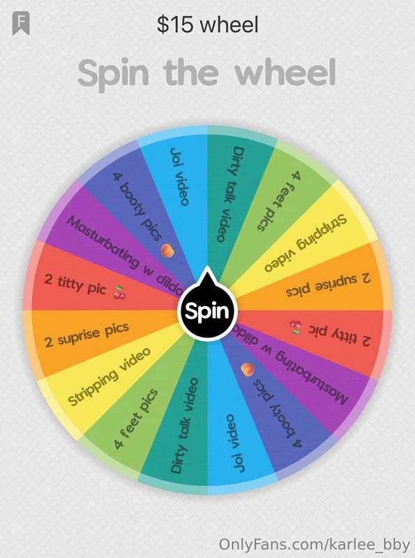 $15 wheel spins! Tip me and you spin the wheel 🙈 