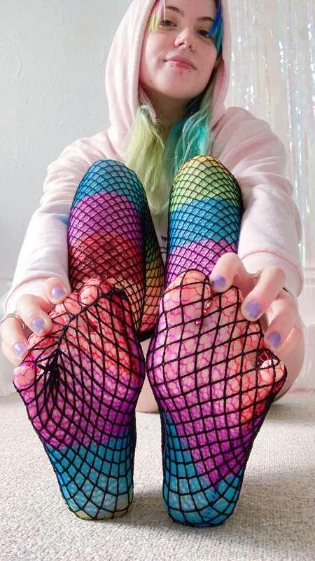 these rainbow fishnet socks are my new faves🥺🌈✨