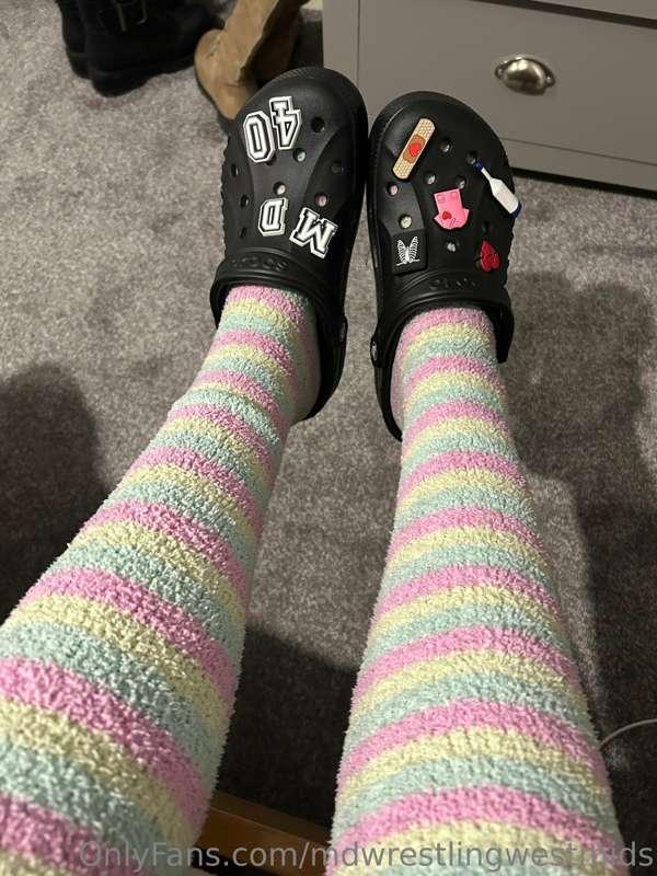 The big 40 birthday crocs match so well with my fluffy #sock..