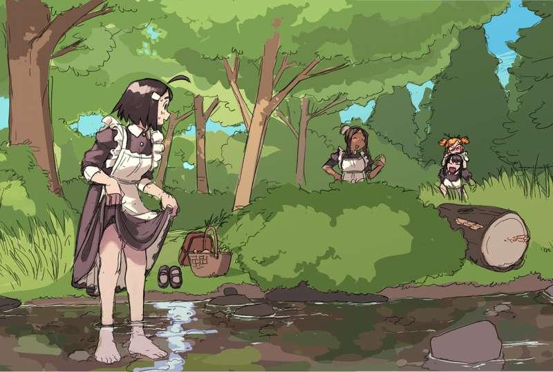 Maids are playing