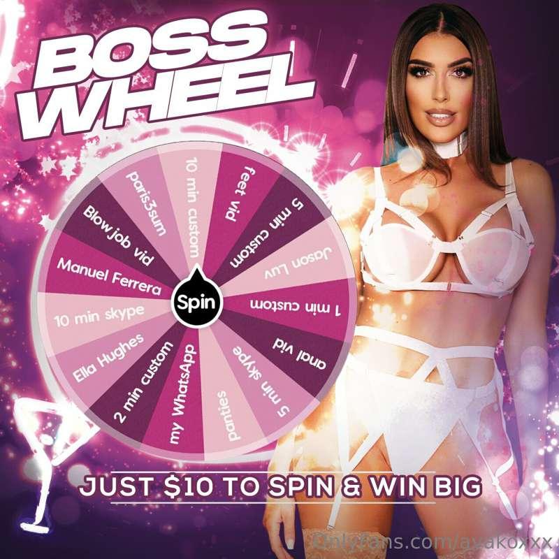 My BOSS WHEEL is live!!! Just $10 to spin and WIN BIG!!!!!
L..