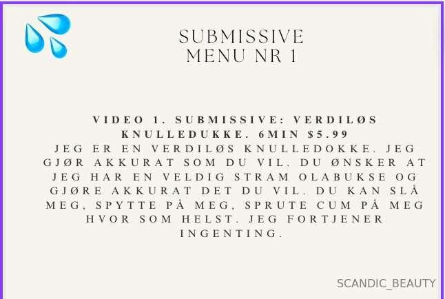 ***NEW MENU WITH PRICES & DESCRIPTON***   
SUBMISSIVE MENU N..