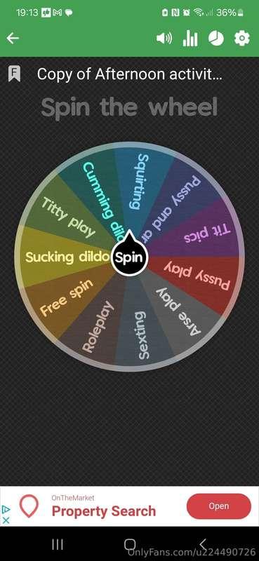 Spin my wheel baby. $5 for 2 spins. Mmmm xx