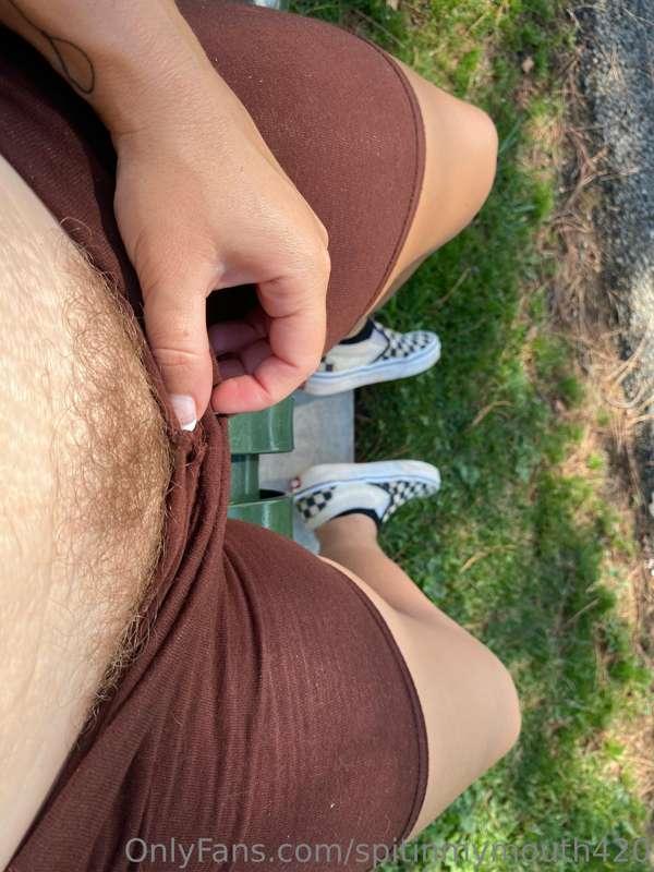 Bushy pussy at the park (;