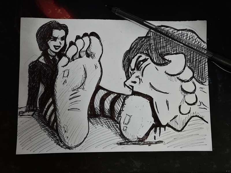 Wednesday Foot Gagging (pen and paper) Exclusive