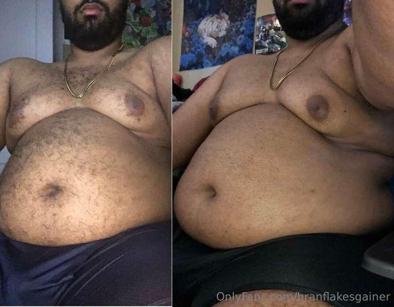 Vacation belly Pt. 1. Here’s a few pics of me being stuffed ..
