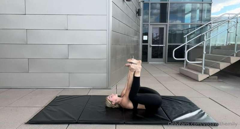 Ananda Balasana 
This is a gentle stretch that can be relaxi..