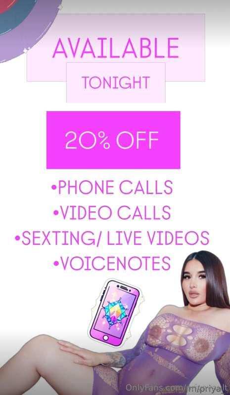 😈💜 TONIGHTS OFFERS 😈💜 on @priya_yCan’t wait to PLAY with you..