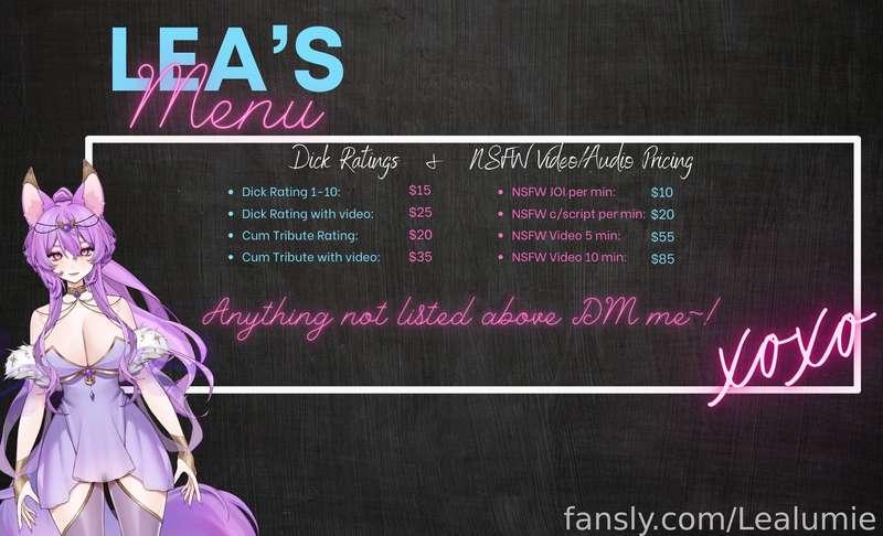 Menu list made! &lt;3