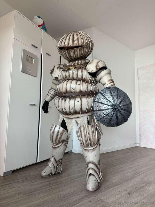 I got my dream cosplay the Onion Knight from Dark souls hes ..