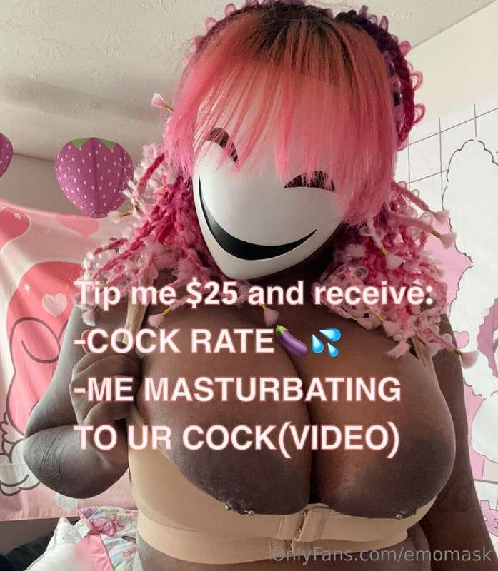 ***VALID FOR THIS WEEK ONLY***
**Tip and let’s masturbate to..