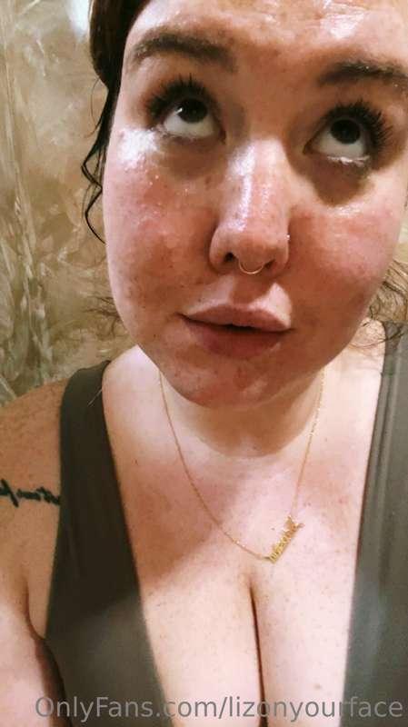 Post yard work glow. Shower time! Hop on in.