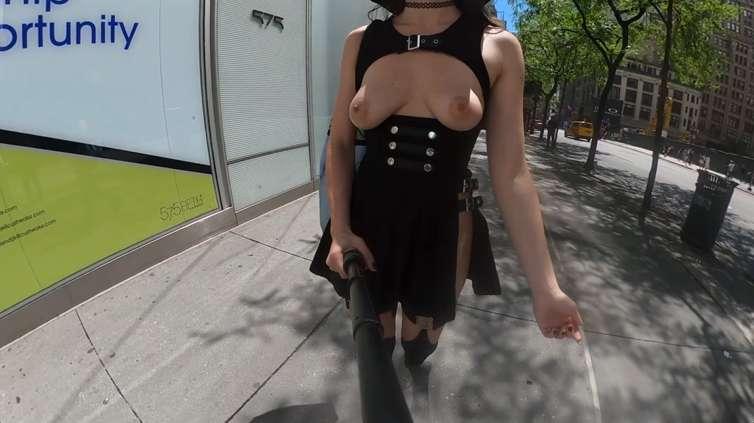 Goth Umbrella boob window Selfie!