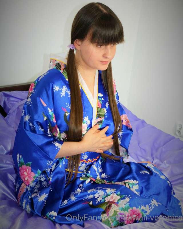 Girl in blue Yukata kimono