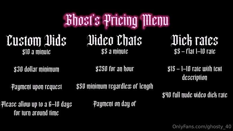 Updated my pricing menu :3