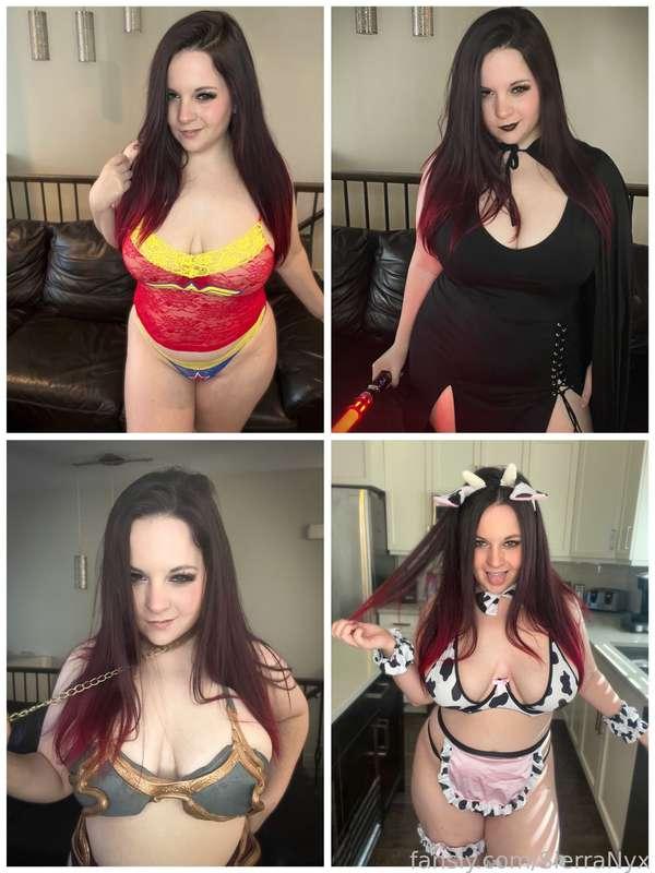 Which costume is your fav so far? 

#chubby #thick #bbw #mommy #milf #mombod #bigtits #lactating #curvy #mature #hotmom #lingerie #mom