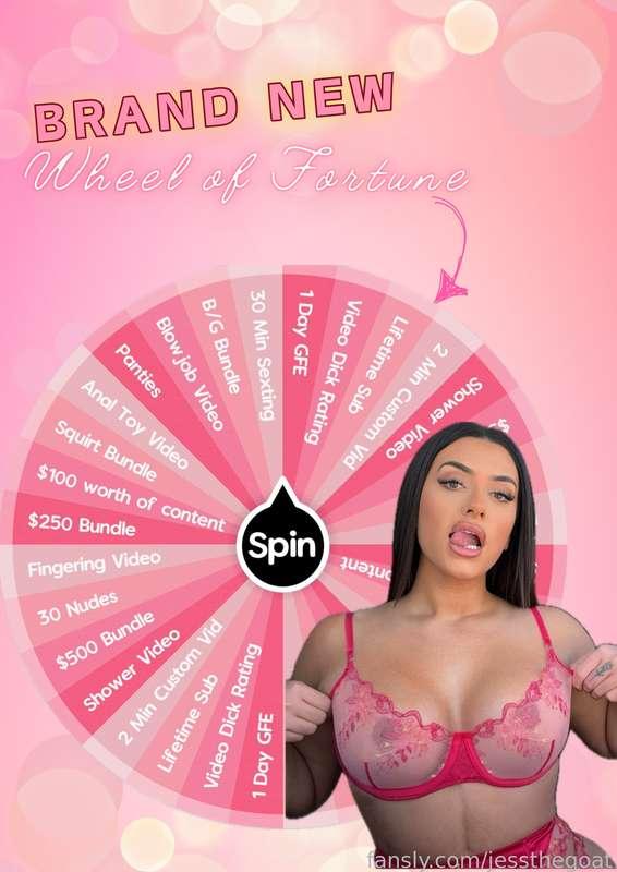 SPIN THE WHEEL⚠️🎉
I have soo many BRAND NEW prizes just for you😍

Prizes such as:
VIDEO CALLS, BUNDLES, DICK RATES, SEXTING... and more‼️

$10 = 1 SPIN
$20 = 3 SPINS
😍🎉SPIN NOW BABY YOU ALWAYS WIN🎉😍