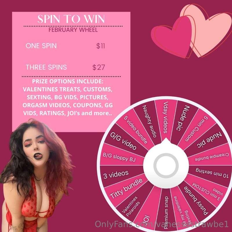 new month new prize wheel!! tip $11 to spin the wheel! EVERY..