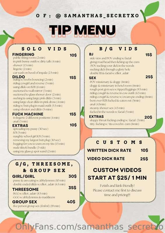 Updated menu 🥰❤️