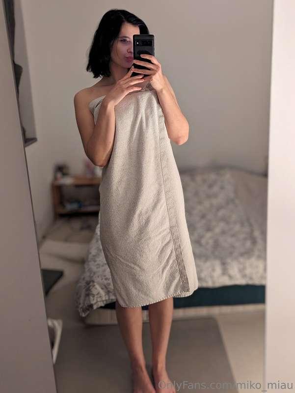 Should I take off the towel??? :>  PS. Comment for a surpris..
