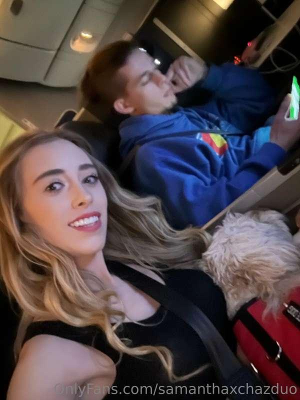 Flying first class with the best service dog ever