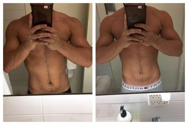 Month and a half comparison. It's extremely hard to lose any..