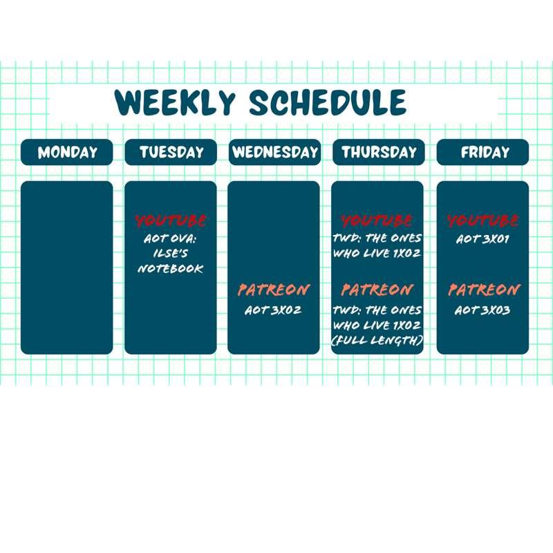 Schedule for this week!