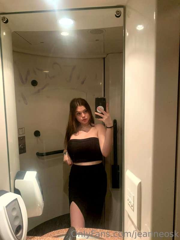 In the train, playing in the toilets like a whore 🥵