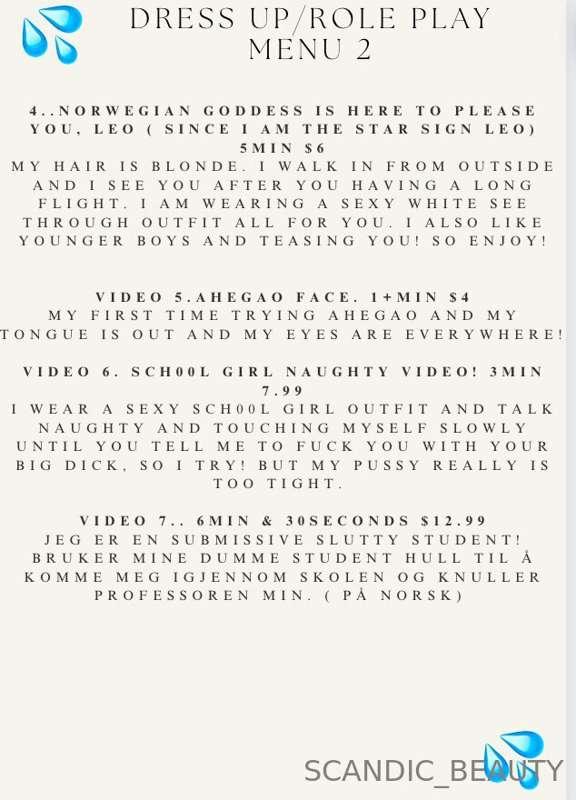 ***NEW MENU WITH PRICES & DESCRIPTON***   
ROLEPLAY/DRESS UP..