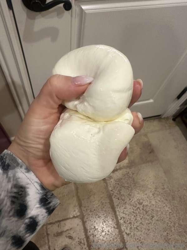 Cooking dinner with my family tonight… and burrata looks lik..