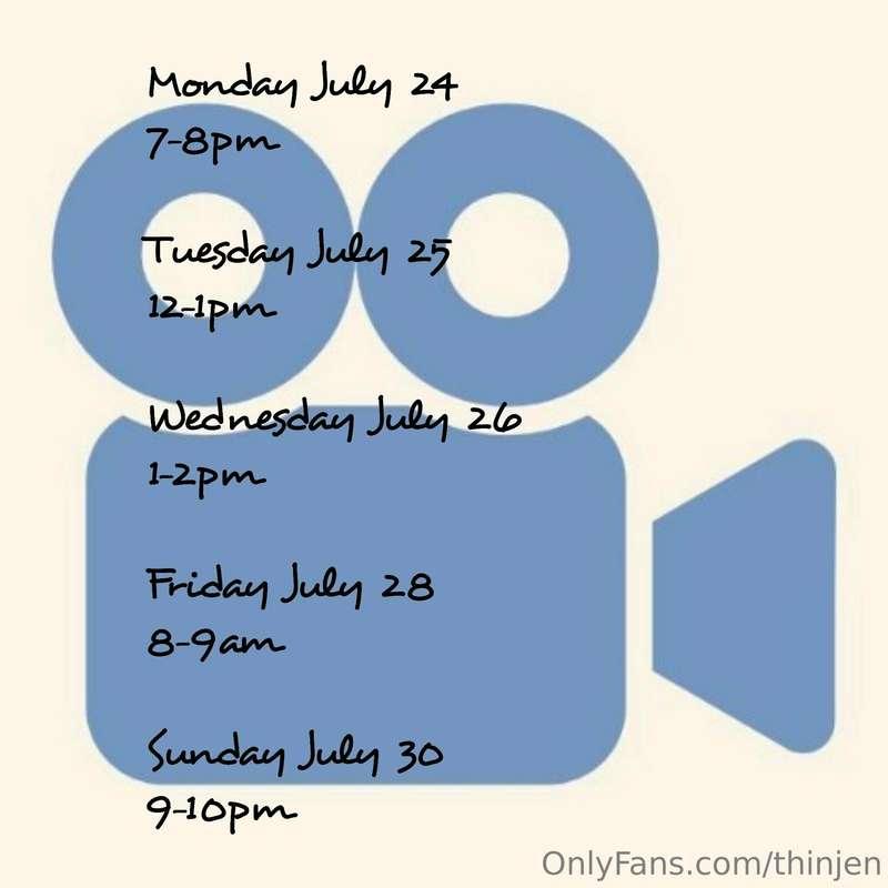 This week's VC schedule. 
*All Videochats must be scheduled ..