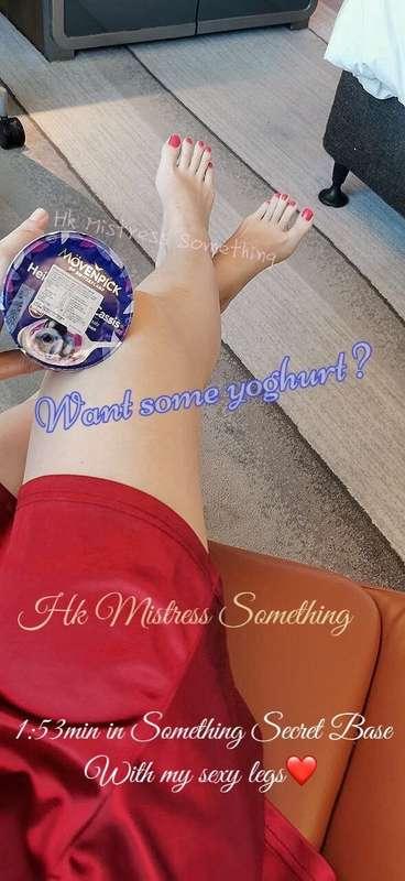 Licking yoghurt with my sexy legs  In Something Secret Base ..
