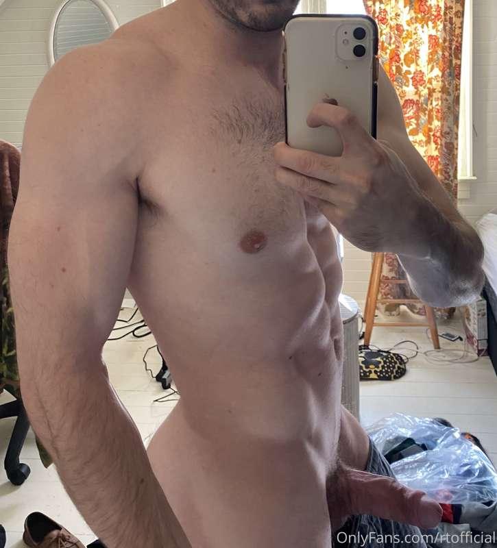 Nude selfie while I’m cleaning my room lol :)