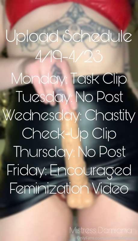 Upload Schedule! Just a reminder: My schedules are tentative..